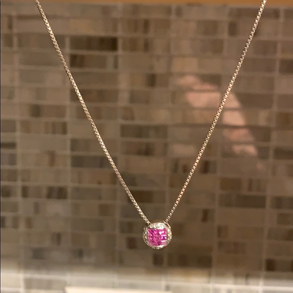 Pink Sapphires and diamond necklace